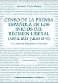 Censo de la prensa española en los inicios del Régimen Liberal (abril 1833-julio 1843) 